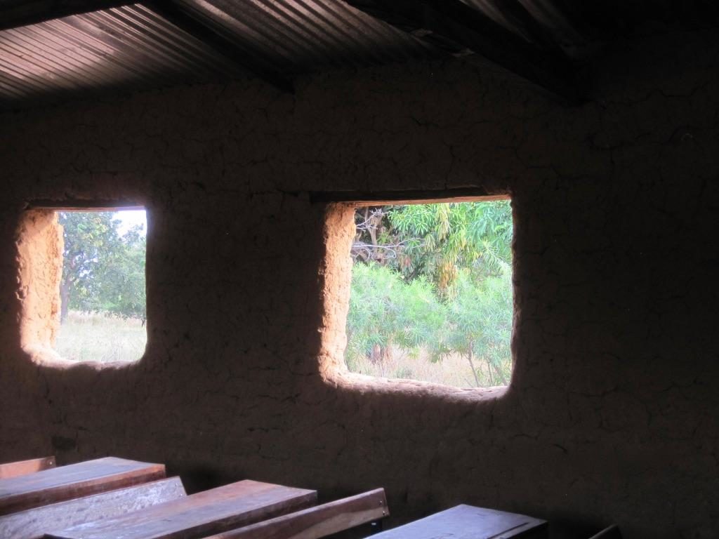 Classroom interior of schoolhouse in Zangabougou